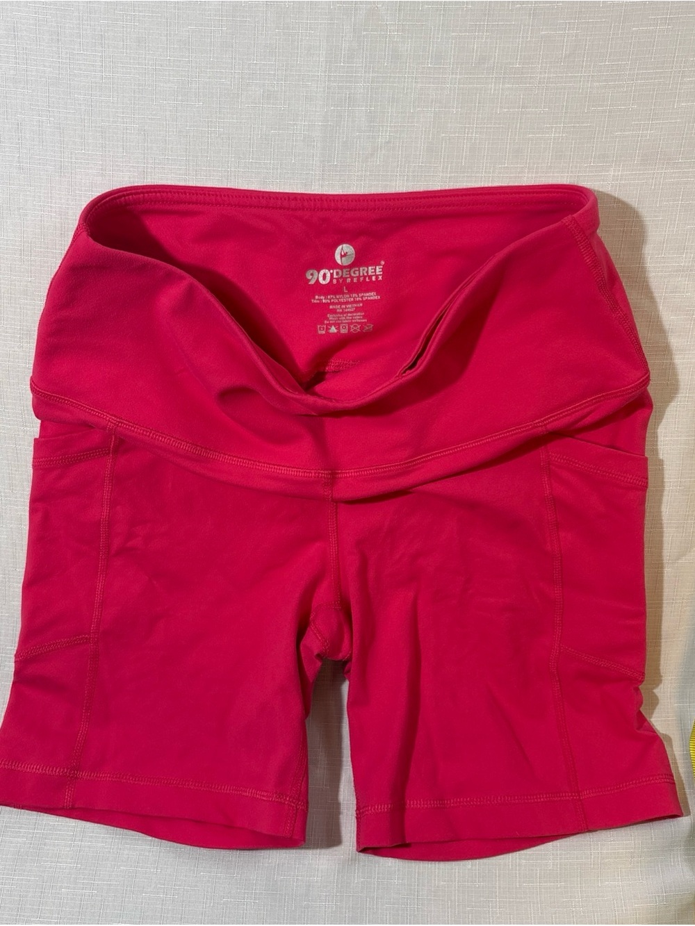 90 Degree By Reflex Women's Vibrant Pink Fold-Over Waist Bike Shorts